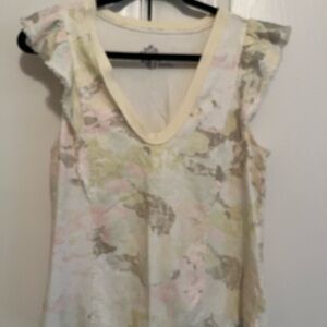 Pilcro Pastel Floral Blouse with Ruffle Sleeves